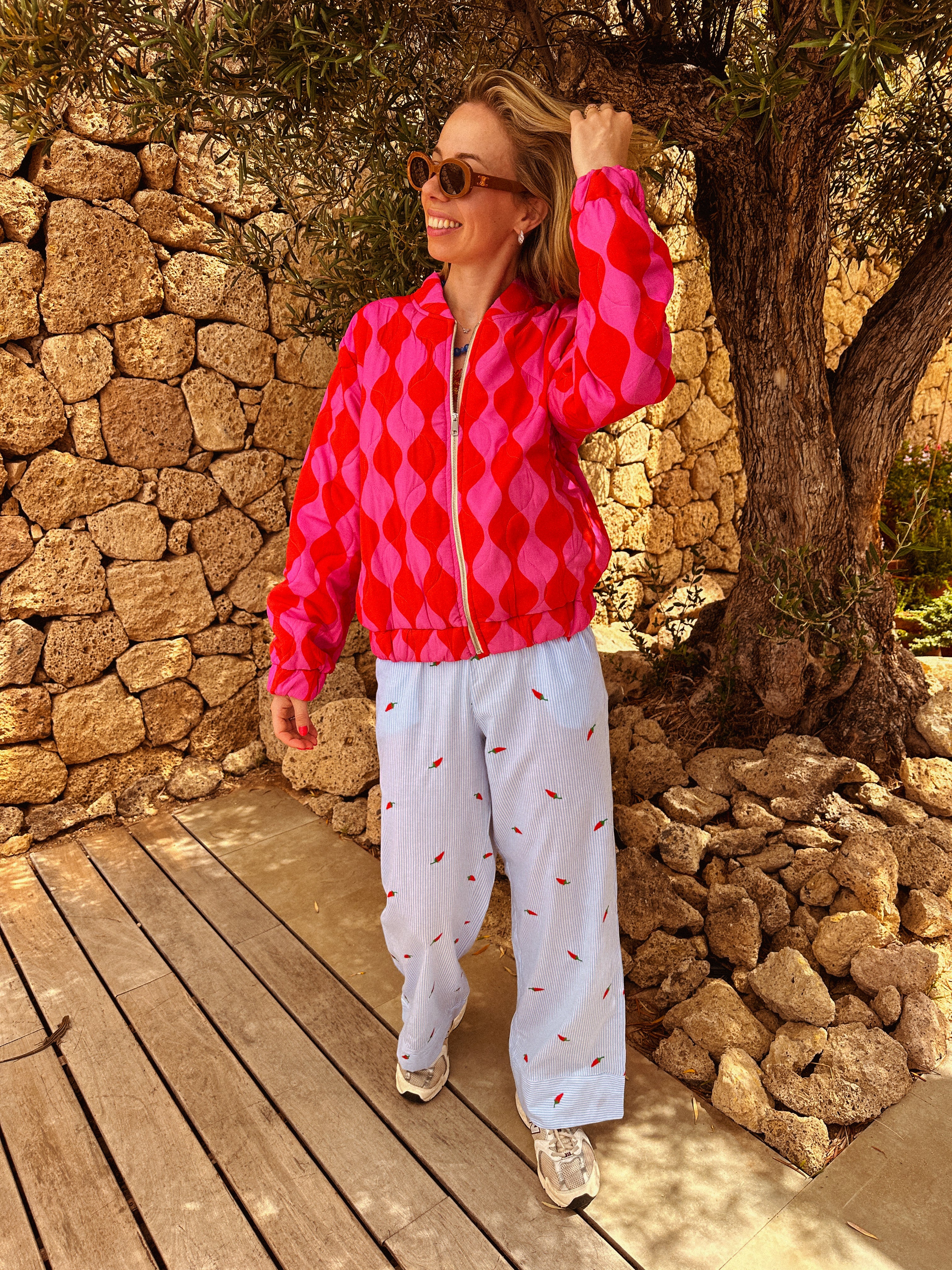 Loes Bomberjacket bright oranje/ roze