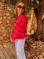 Loes Bomberjacket bright oranje/ roze