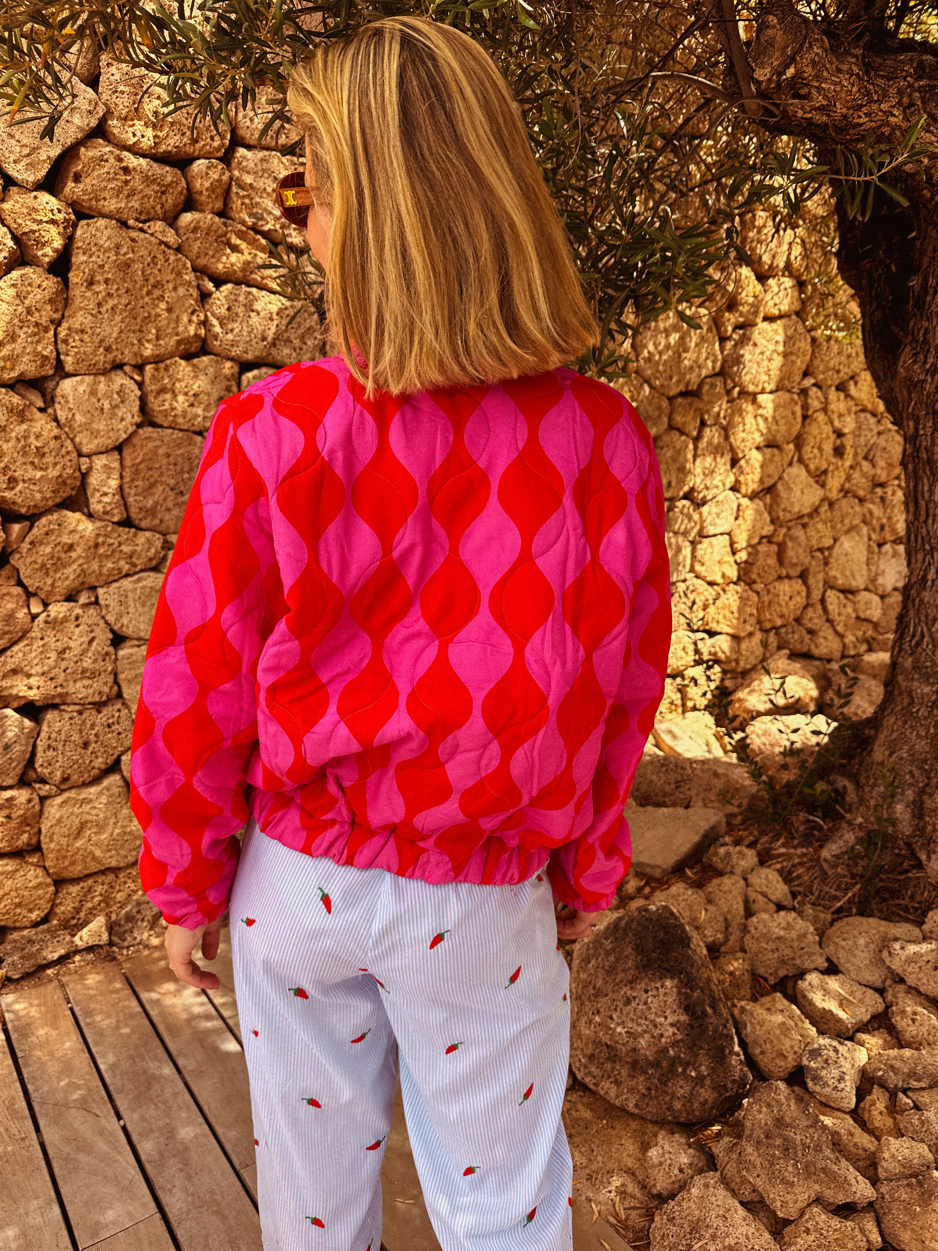 Loes Bomberjacket bright oranje/ roze