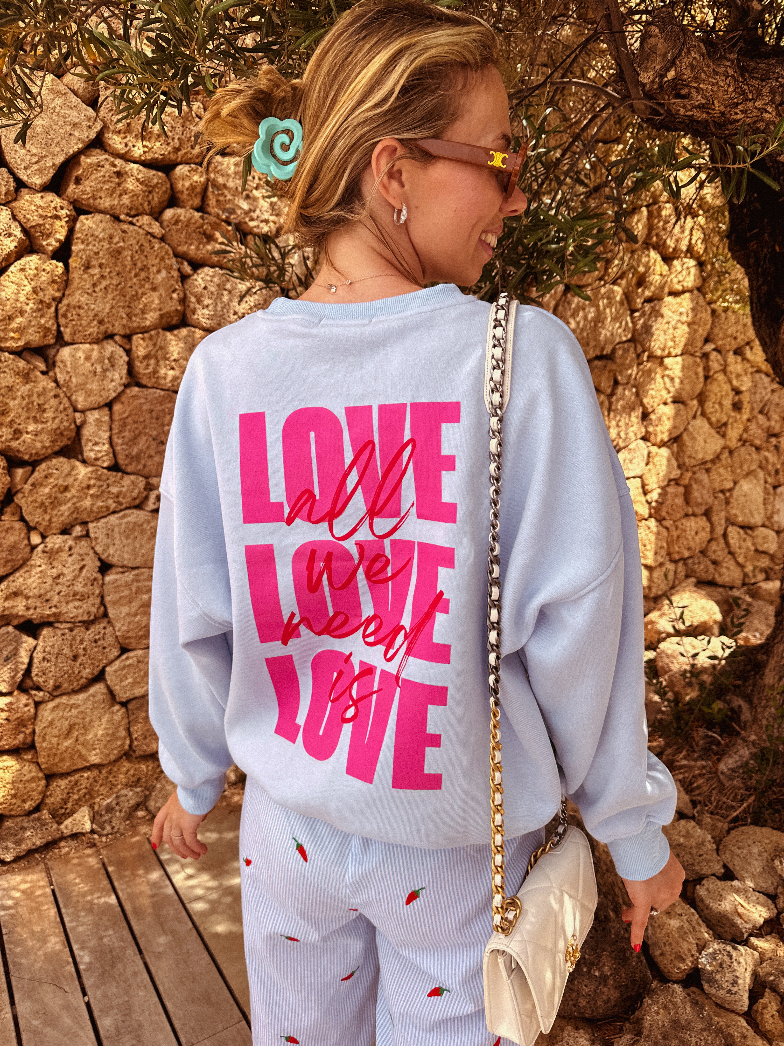 Zita blauwe trui Love