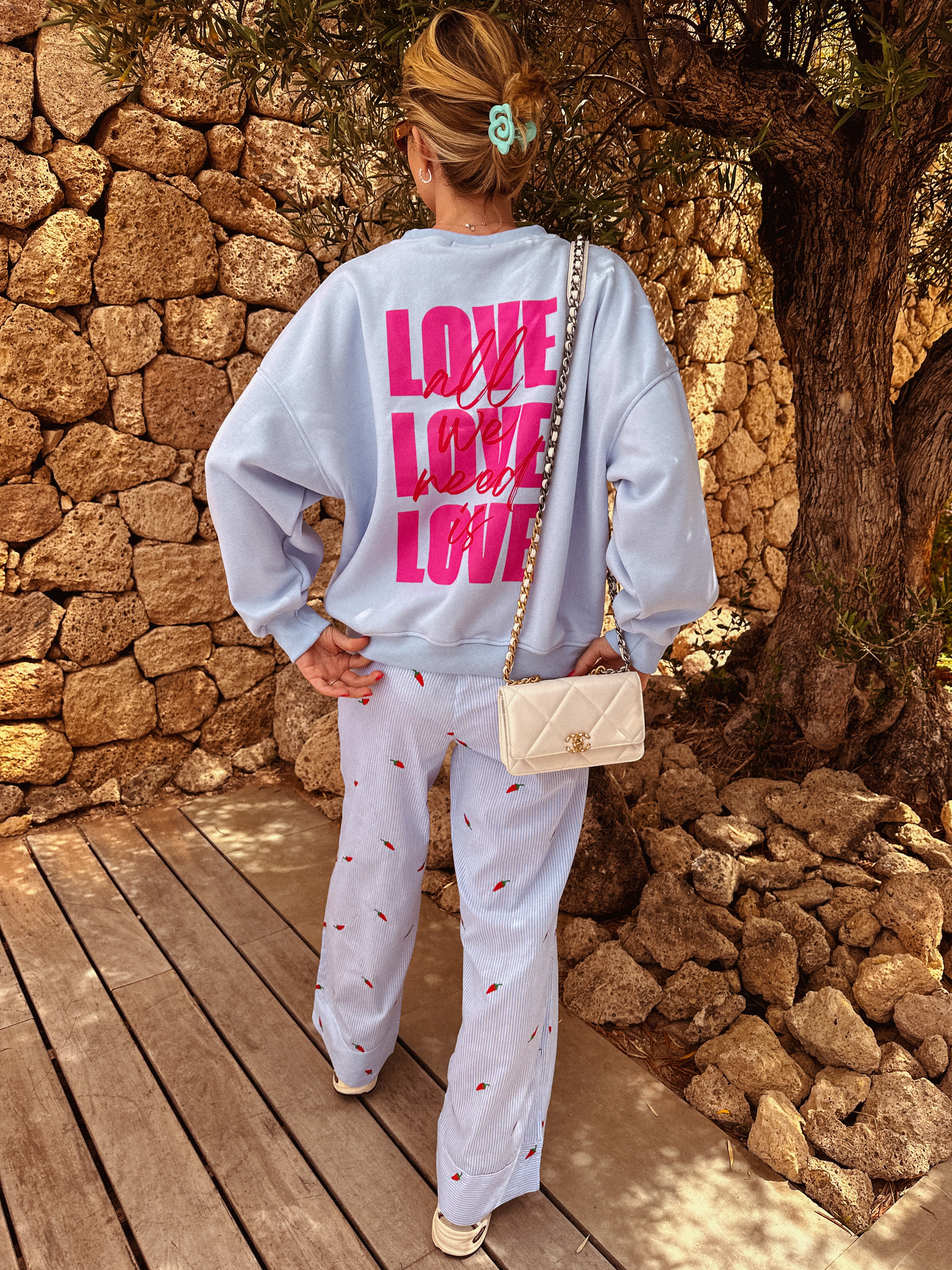 Zita blauwe trui Love