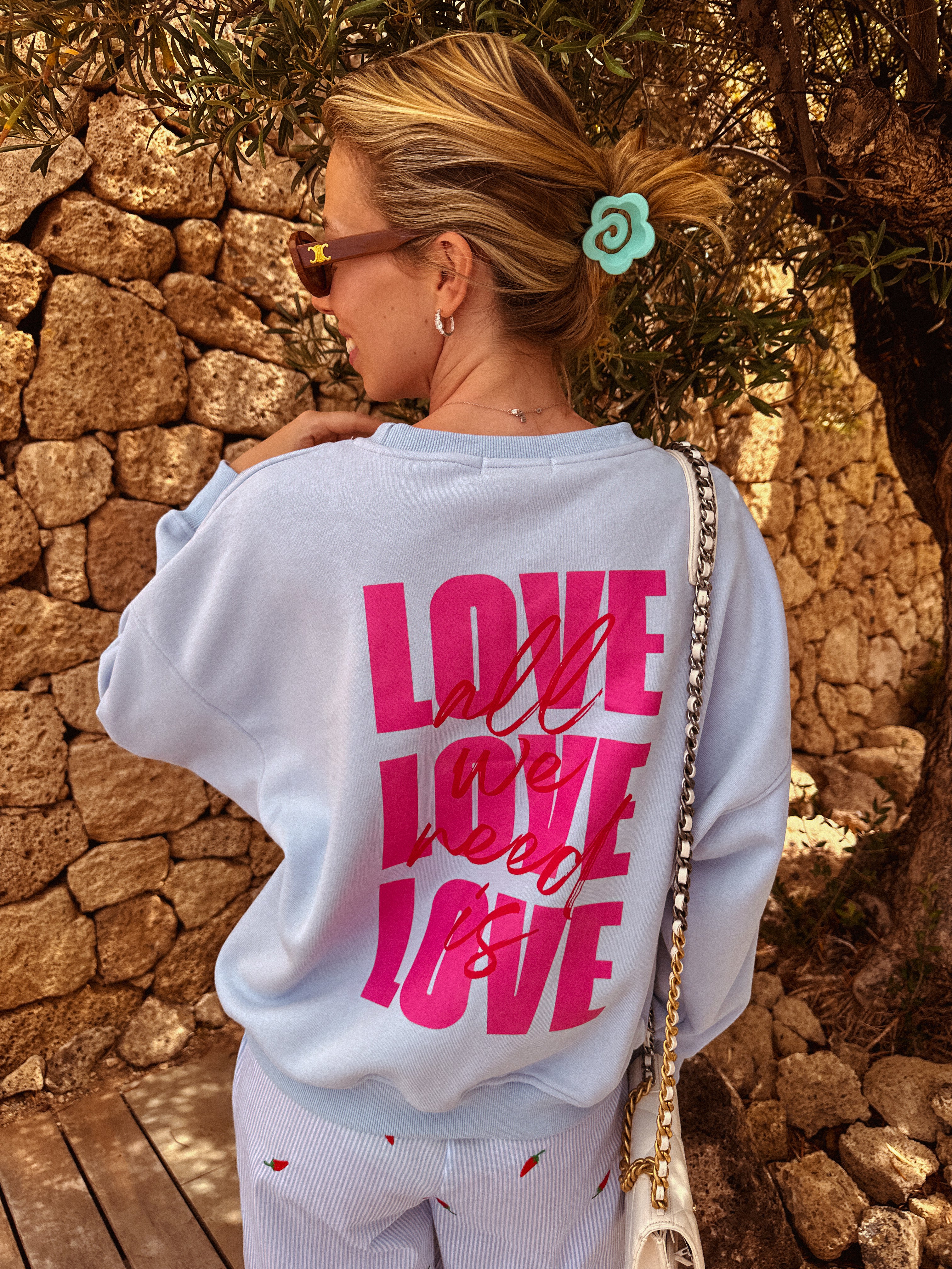 Zita blauwe trui Love