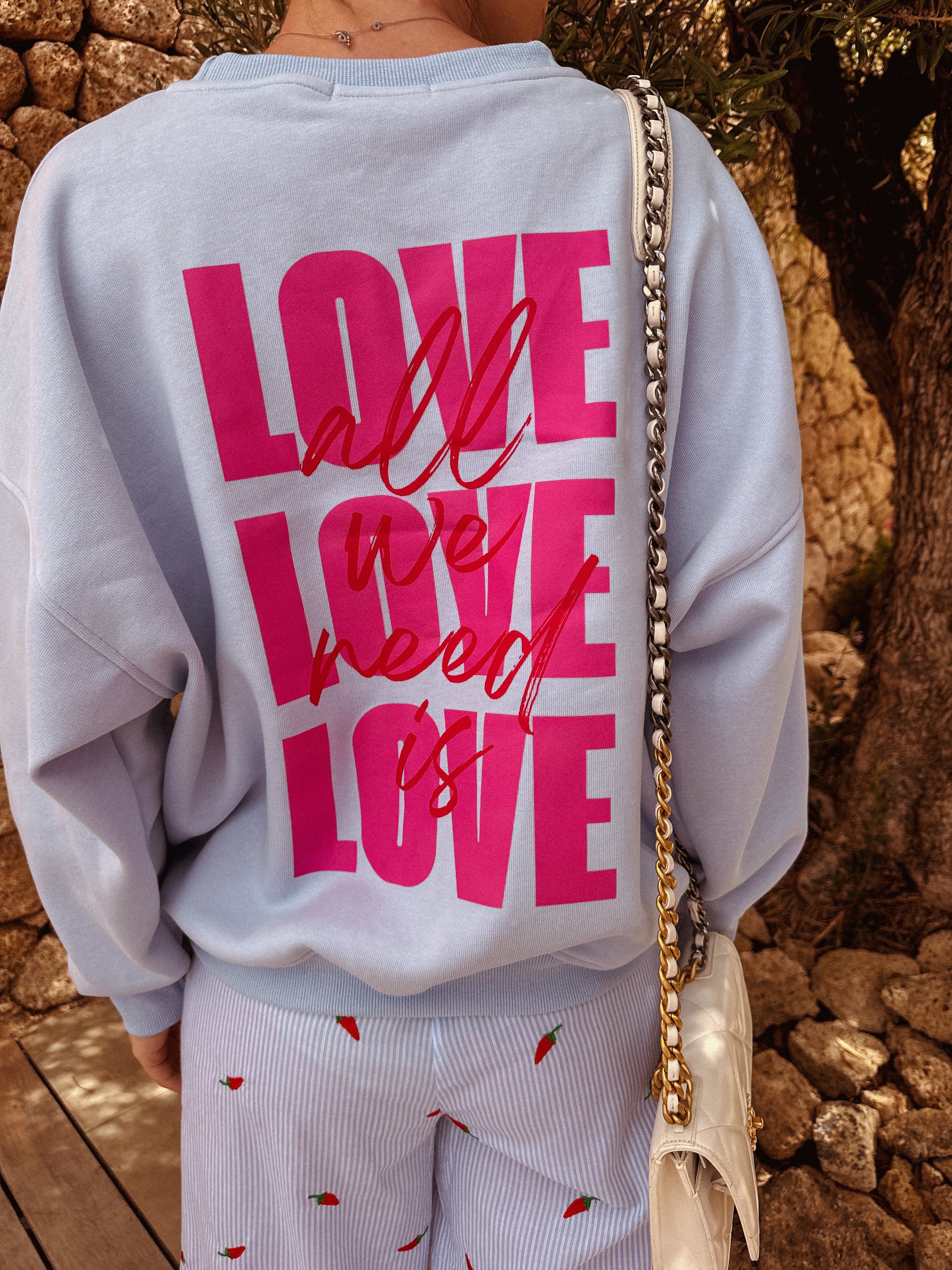 Zita blauwe trui Love