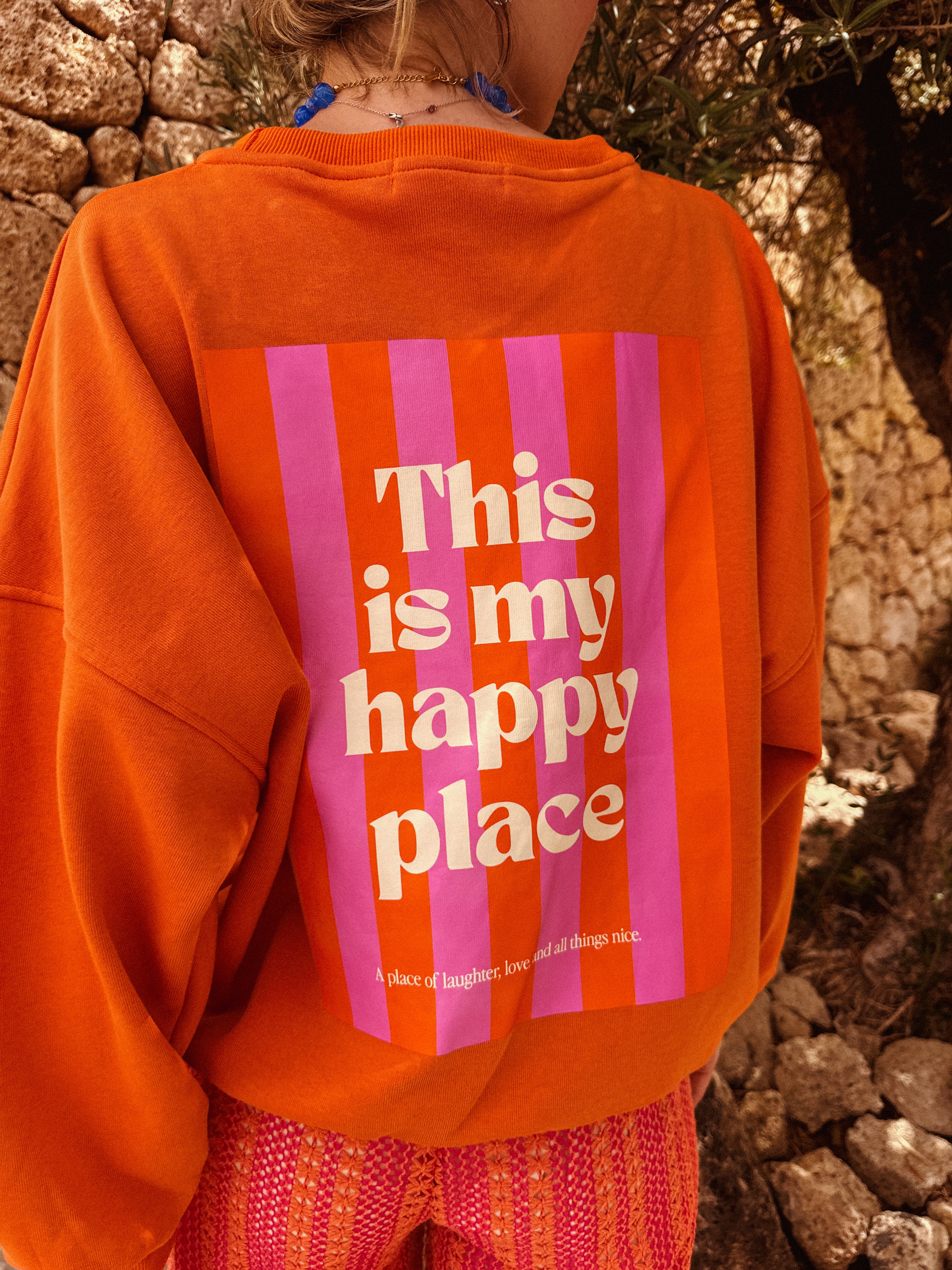 Louise oranje trui Happy place