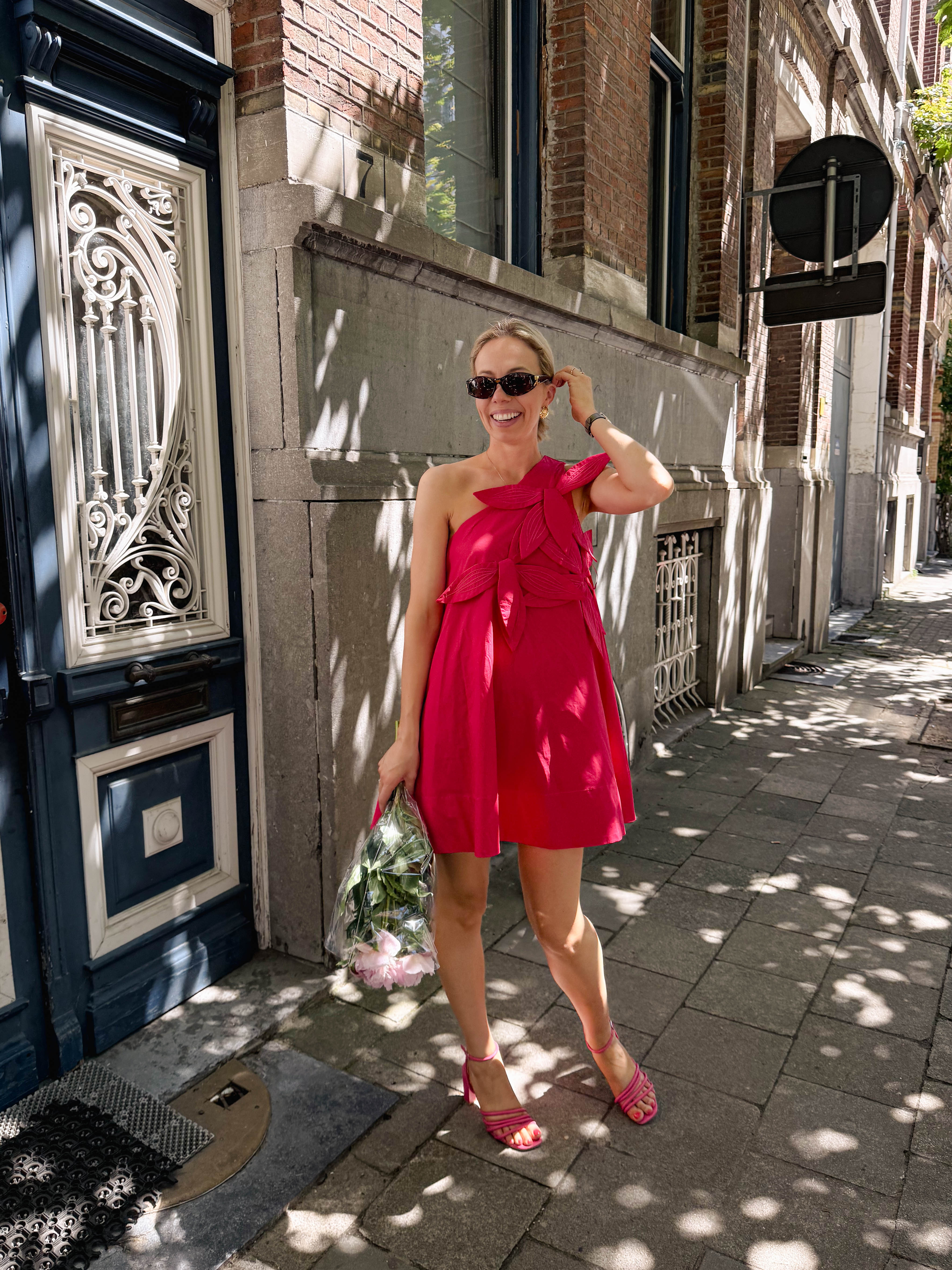 Aloïse jurk katoen fuchsia