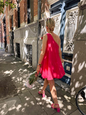 Aloïse jurk katoen fuchsia