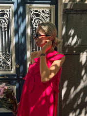 Aloïse jurk katoen fuchsia