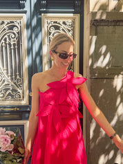 Aloïse jurk katoen fuchsia