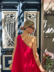 Aloïse jurk katoen fuchsia