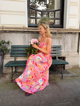 Ayla jurk roze met print