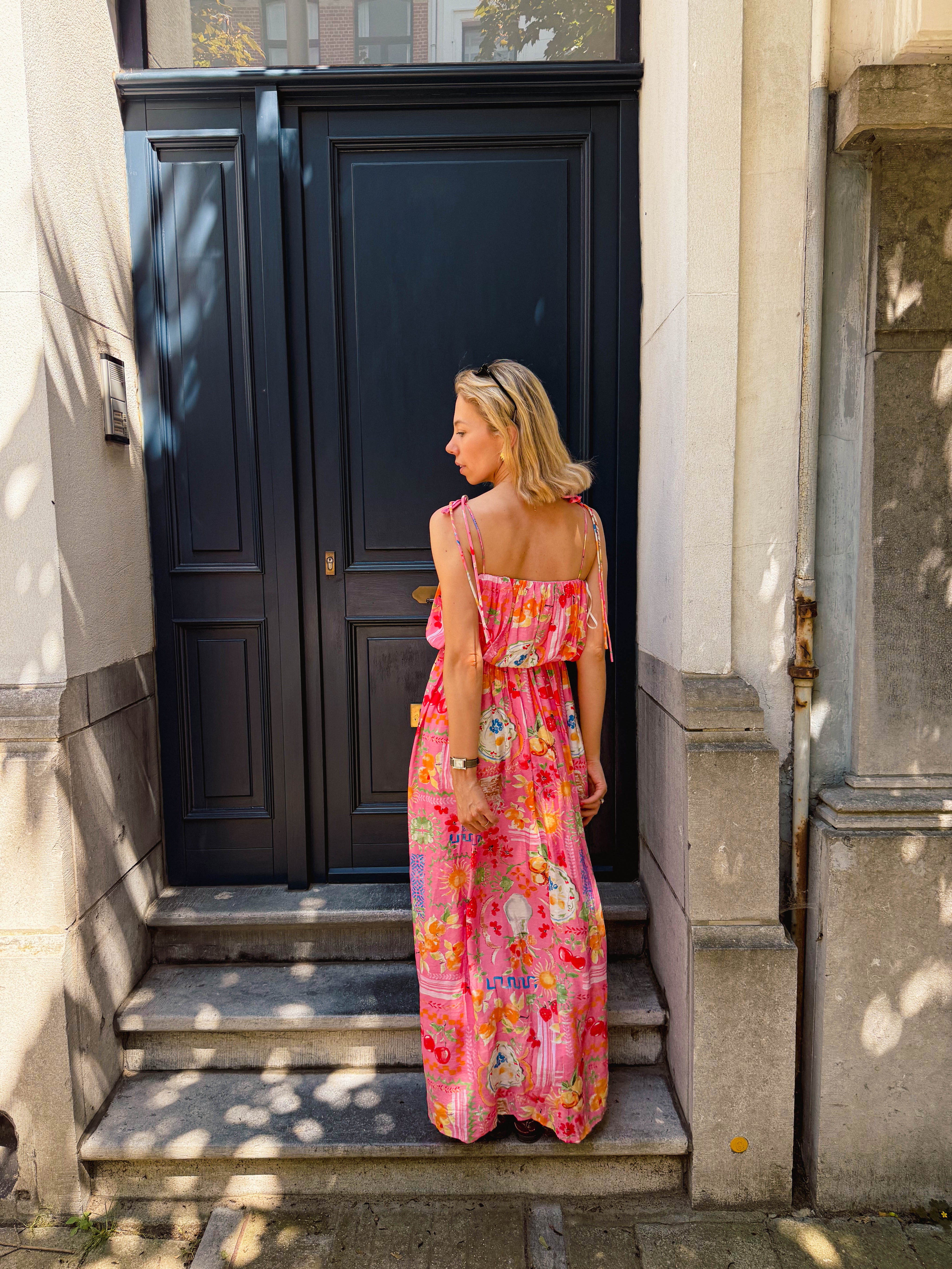 Ayla jurk roze met print