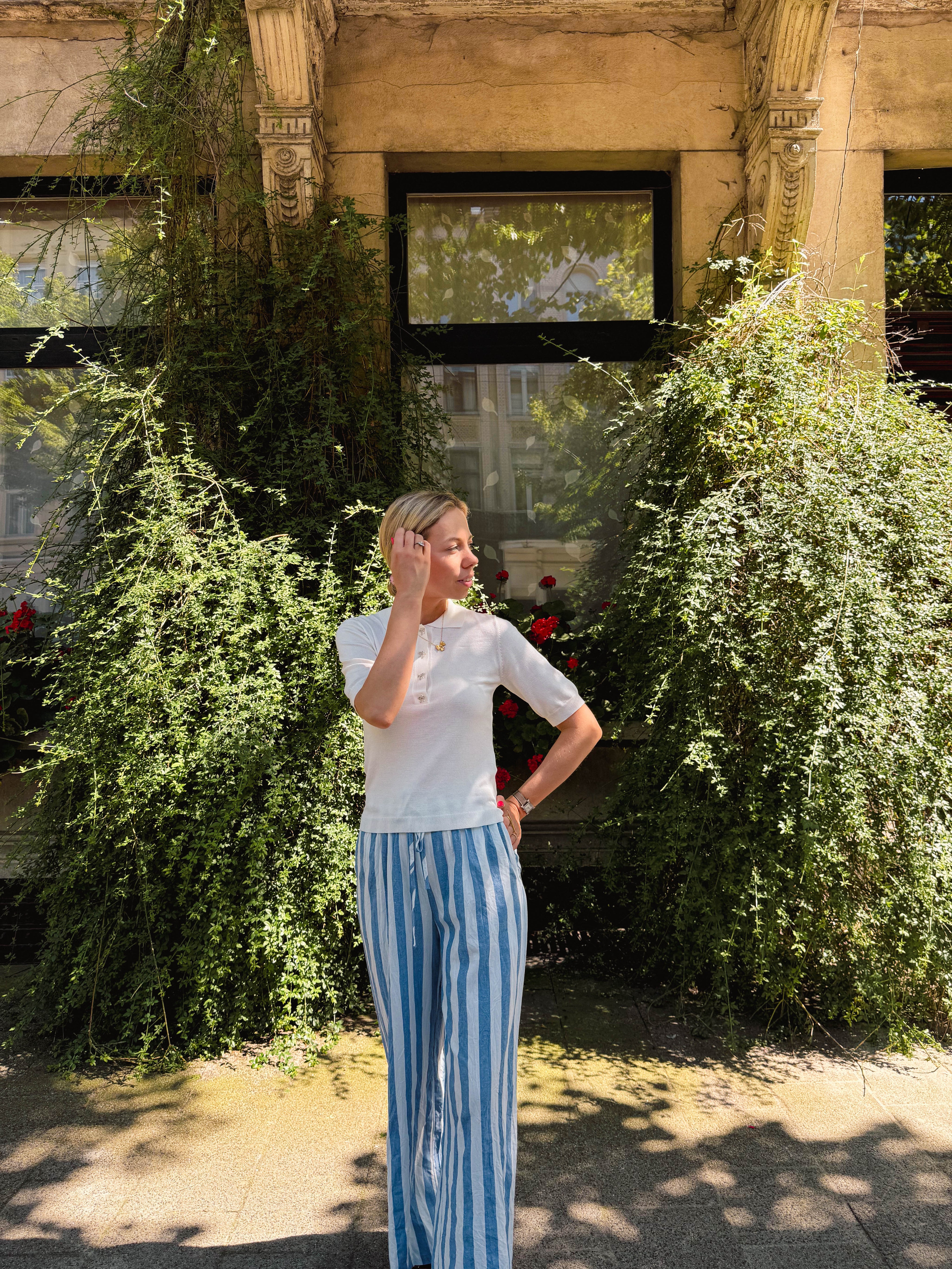 Mathilda broek blauw gestreept