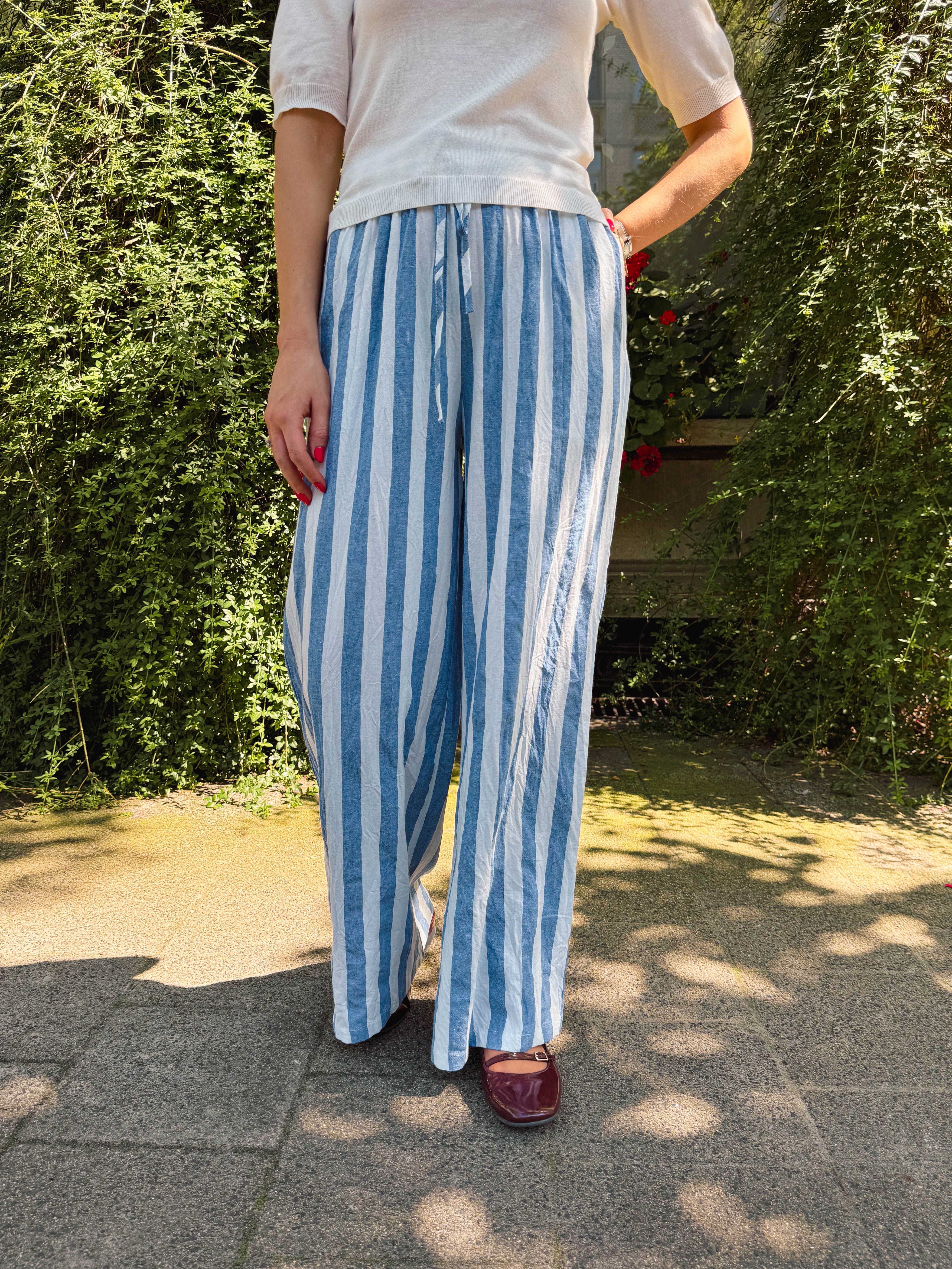 Mathilda broek blauw gestreept