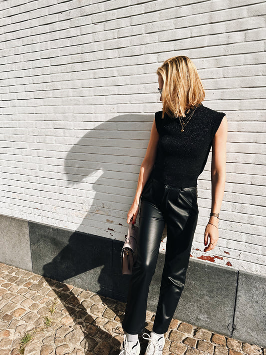 Jessica lederen broek zwart