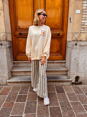 Solène jeans gestreept wit/ grijs