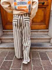 Solène jeans gestreept wit/ grijs