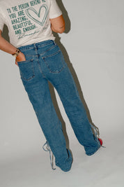 Donna jeansbroek strikjes