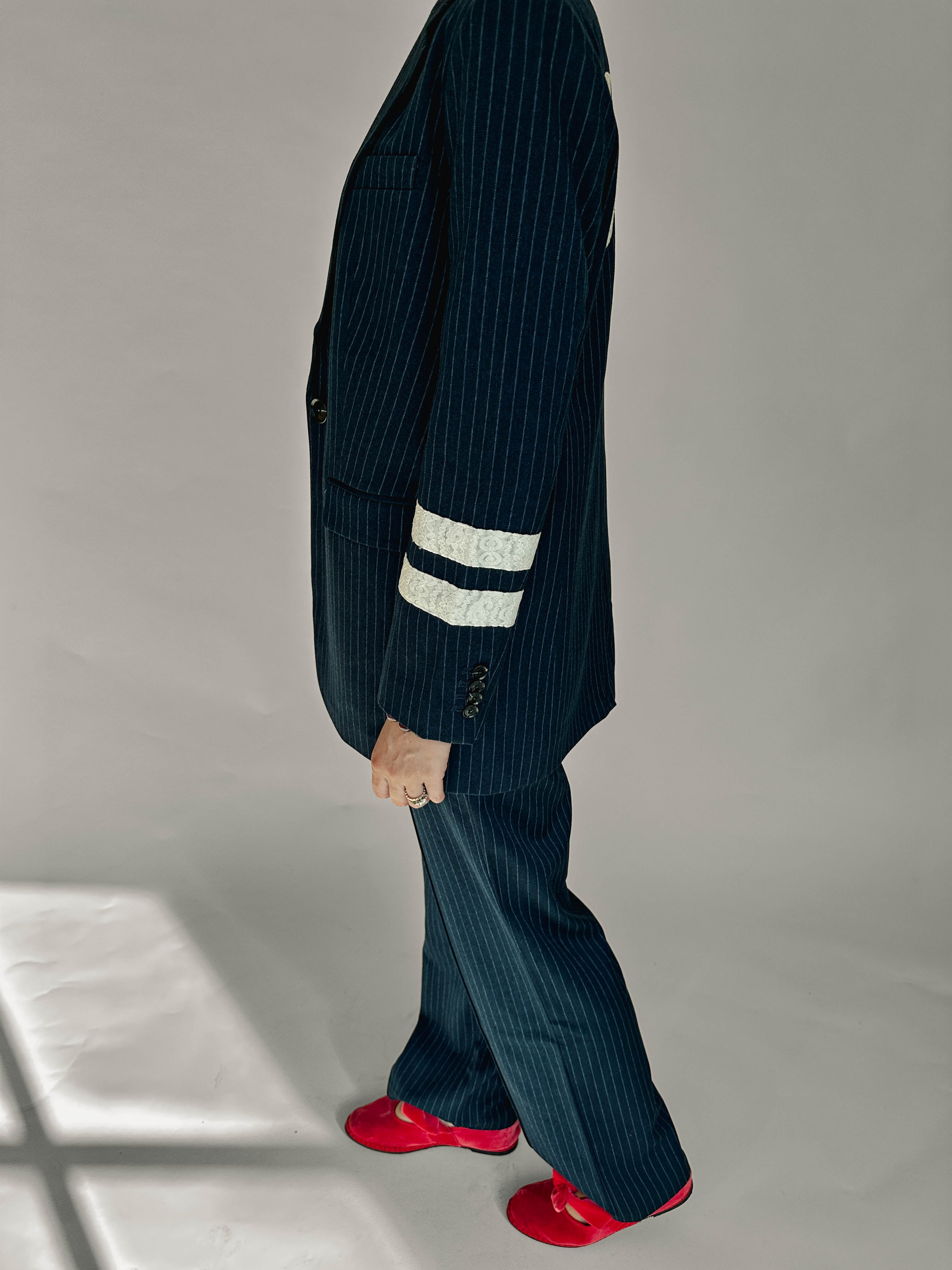 Rus gestreepte blazer blauw