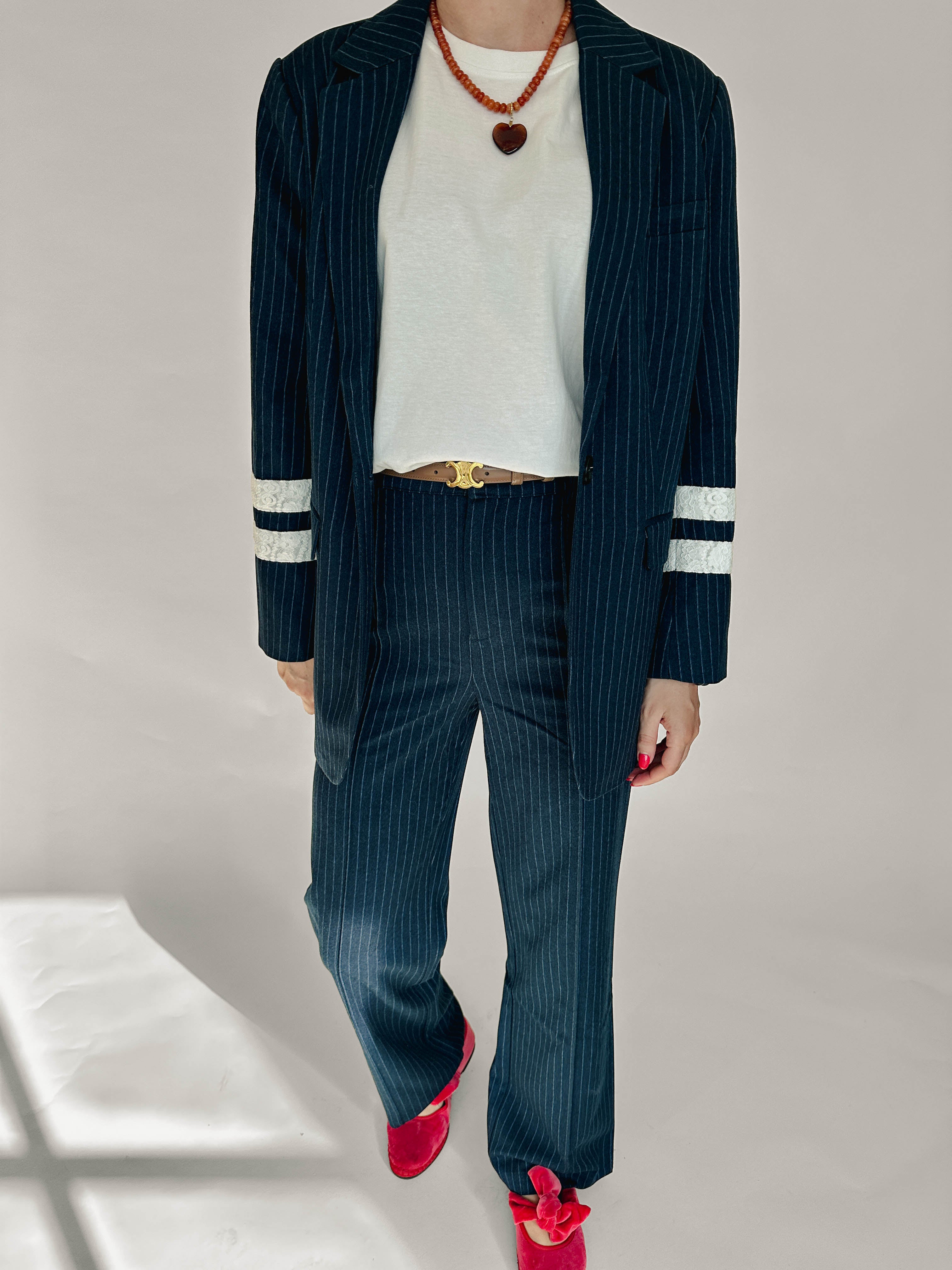 Rus gestreepte blazer blauw