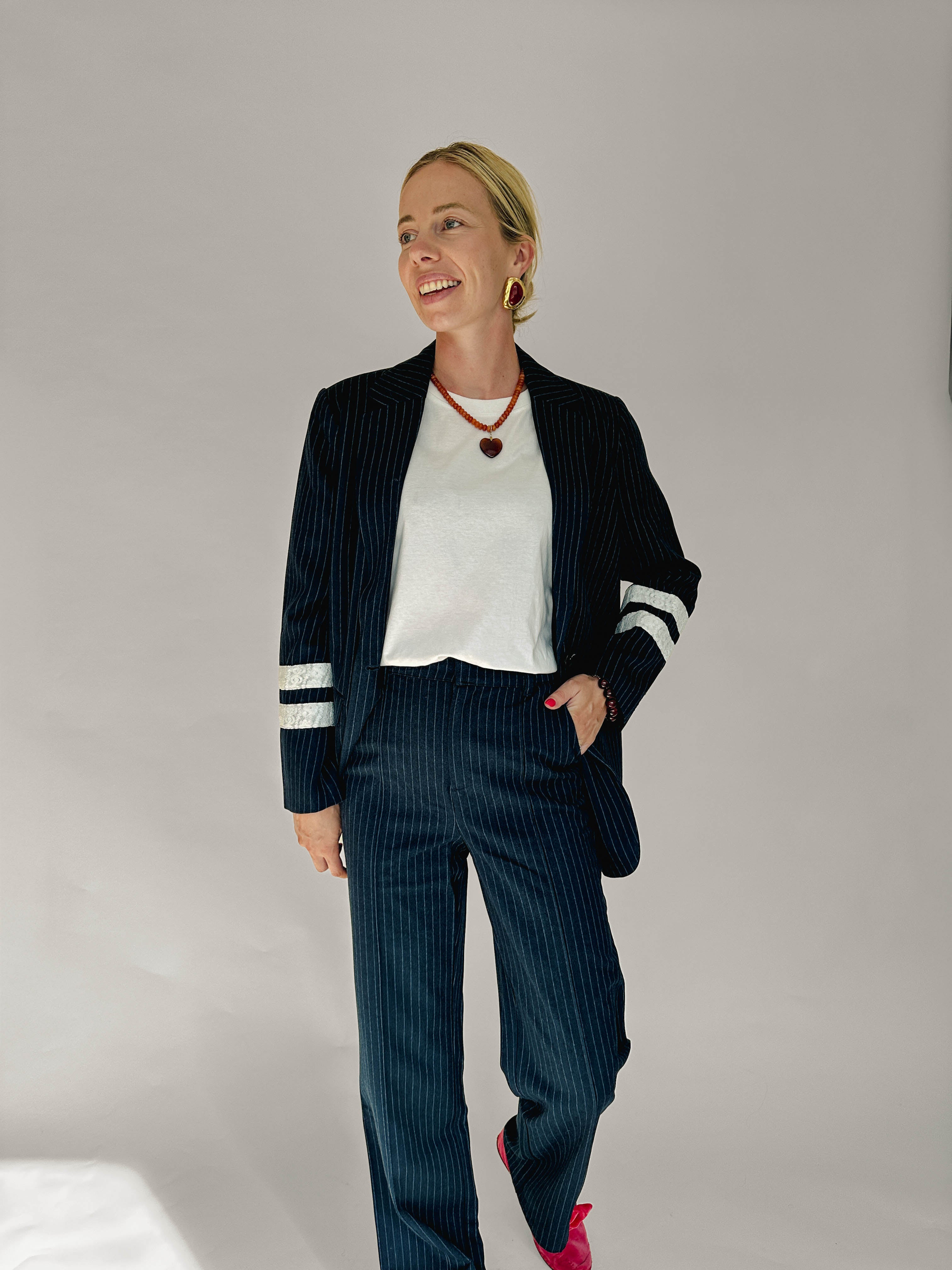 Rus gestreepte blazer blauw