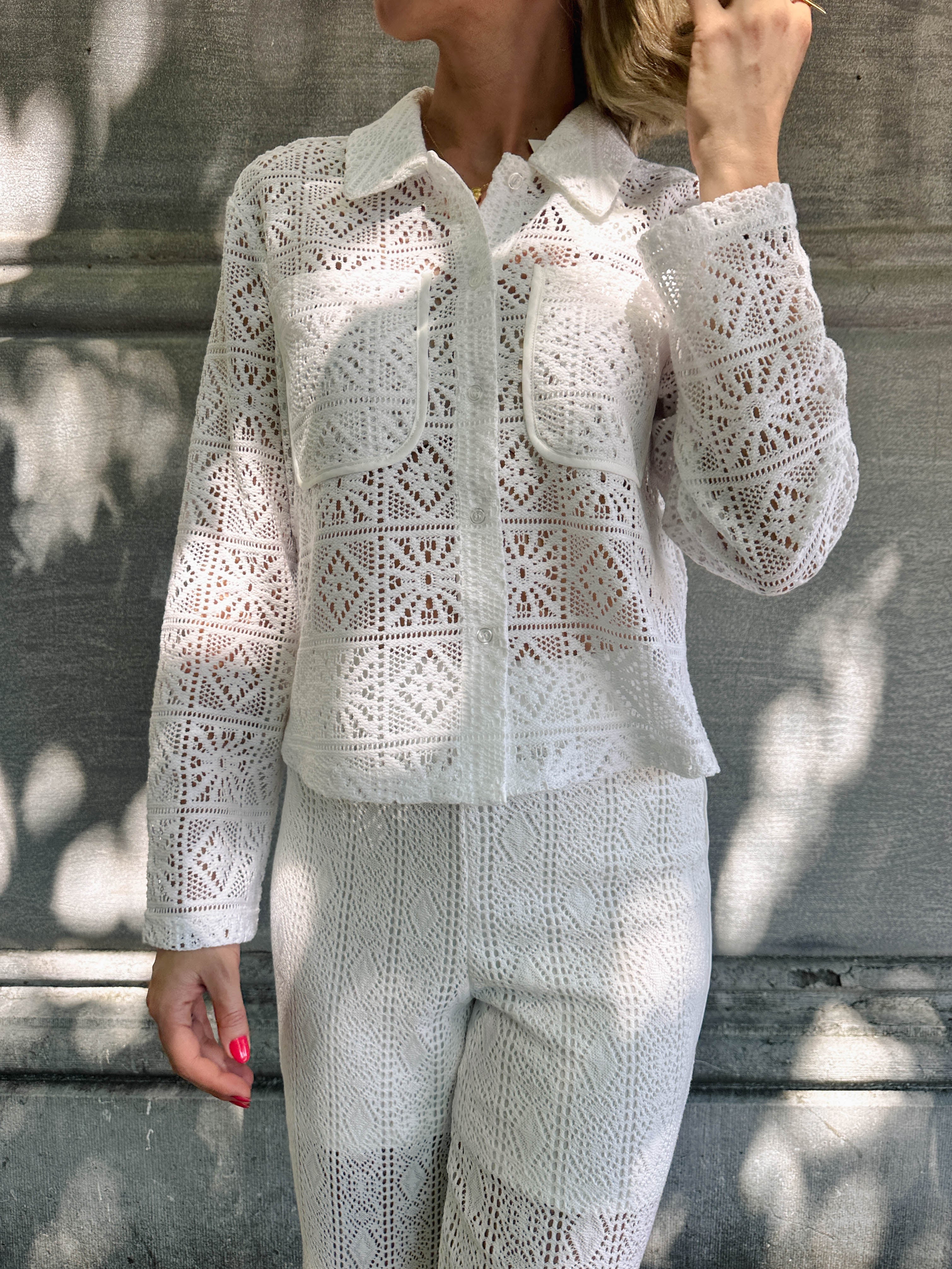 Cindy gehaakte blouse wit