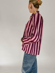 Lisa blouse gestreept roze/ burgundy