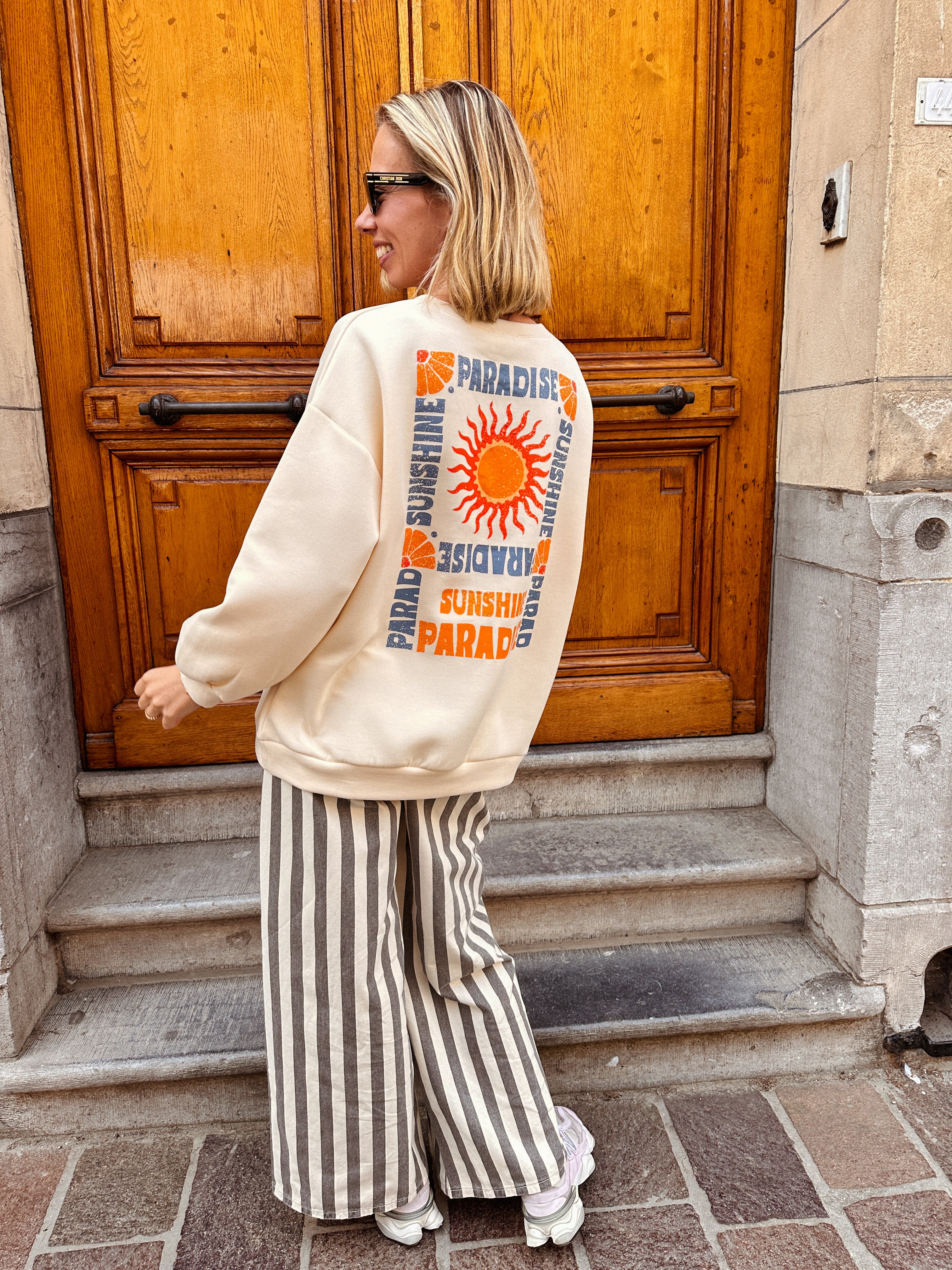 Paradise sweater ecru met print