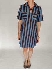 Coco jurk gestreept blauw bruin