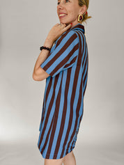 Coco jurk gestreept blauw bruin