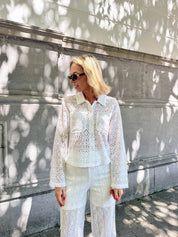 Cindy gehaakte blouse wit