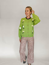 Lia gilet groen gebloemd
