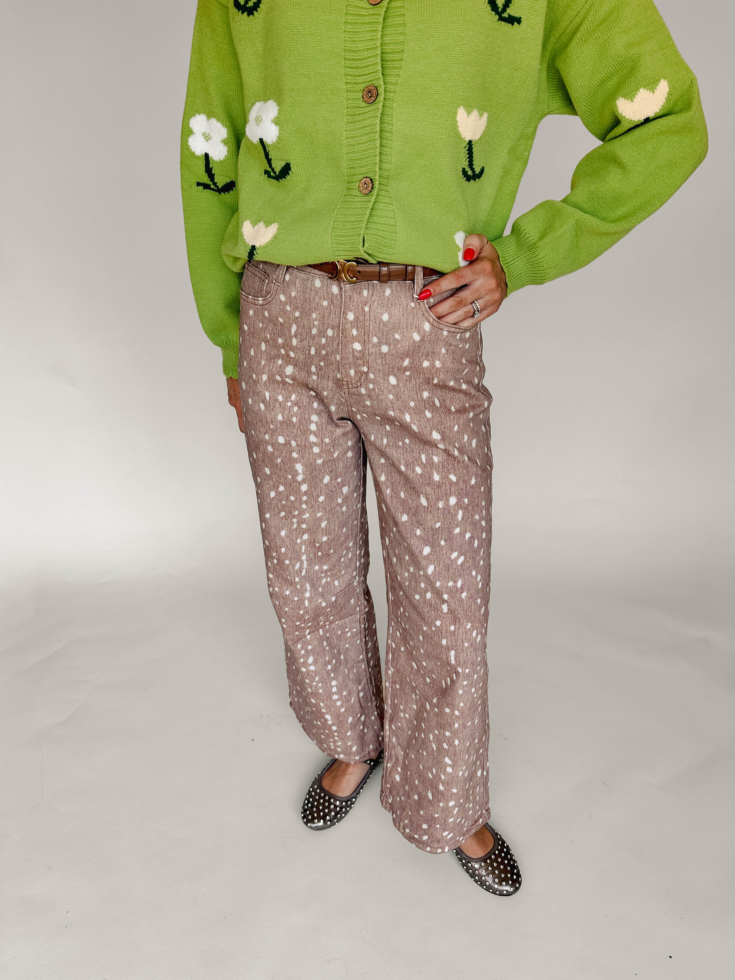 Lia gilet groen gebloemd