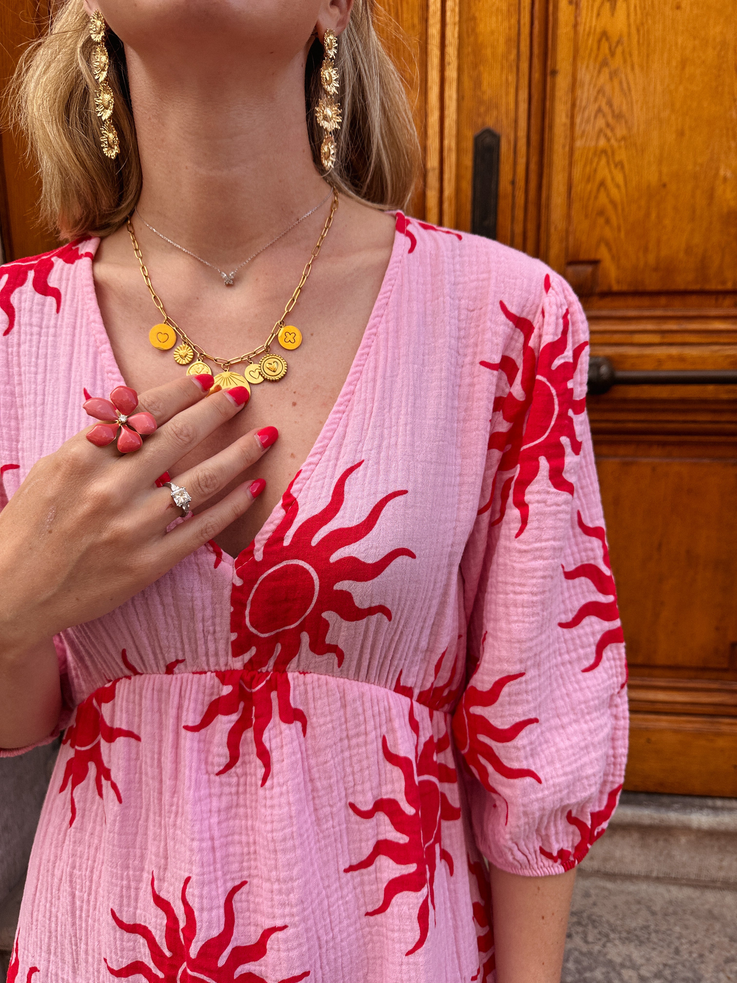 Isalie roze jurk met print