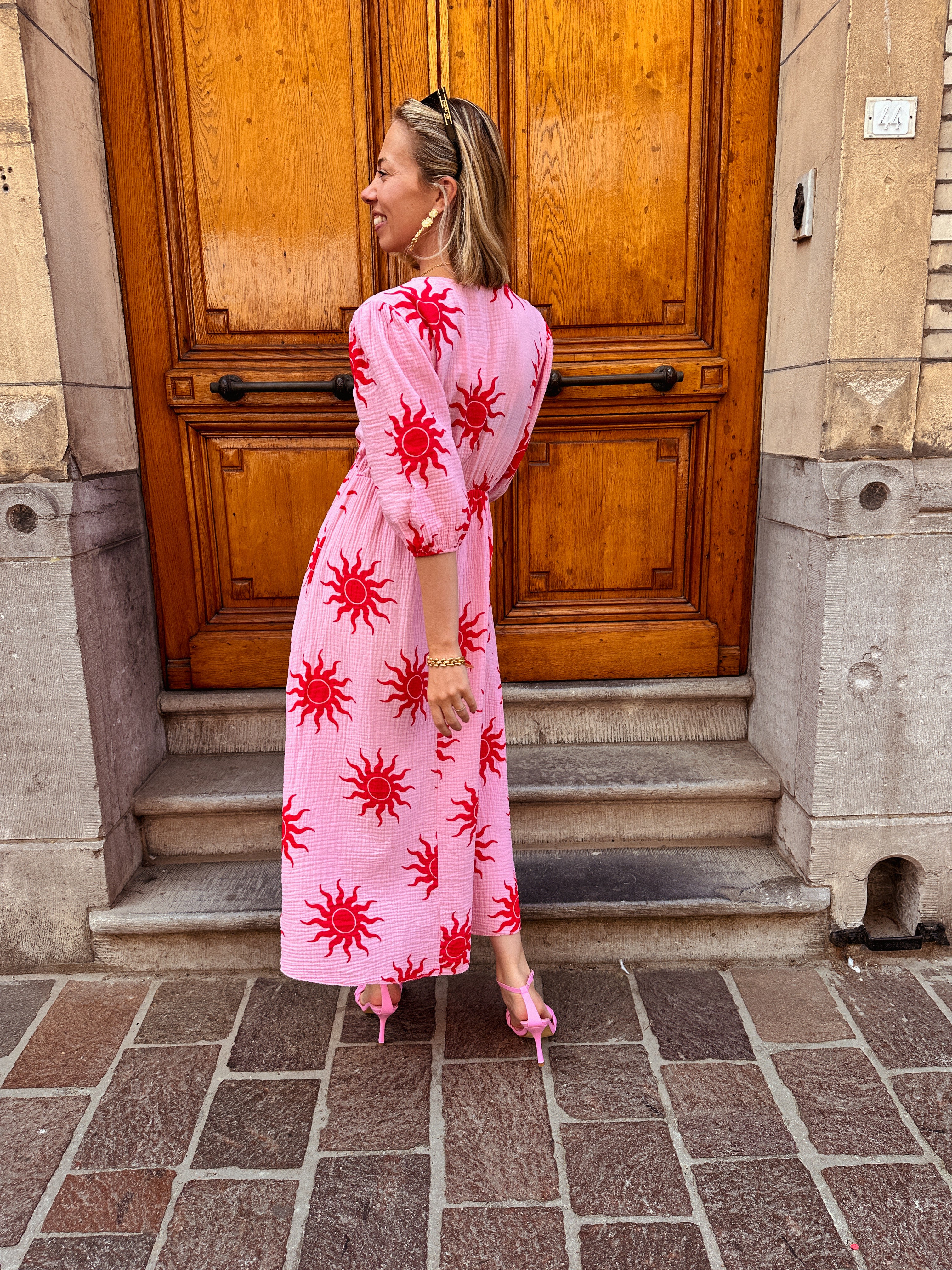 Isalie roze jurk met print