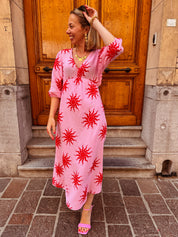 Isalie roze jurk met print