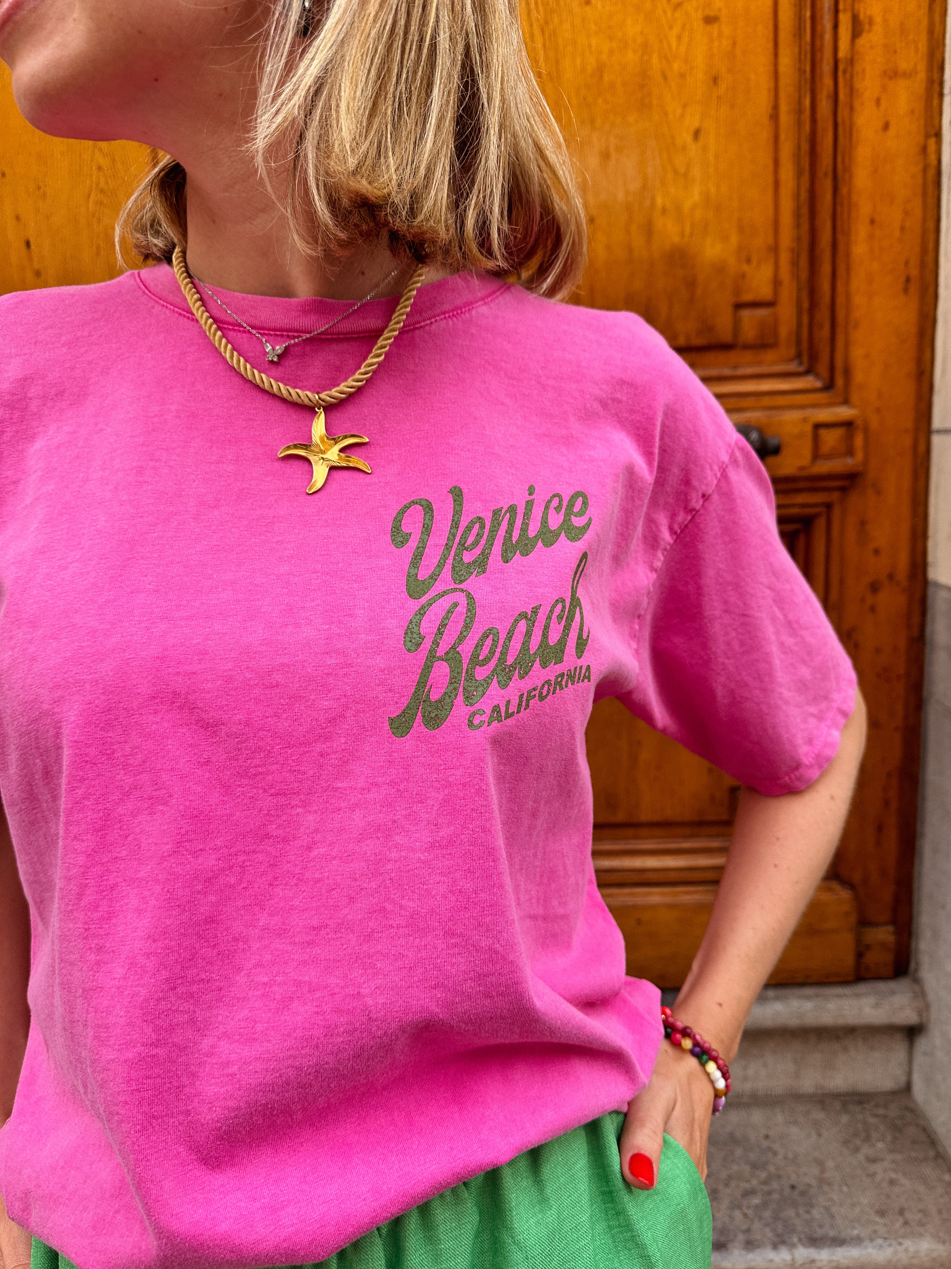 Amelie t-shirt roze met print