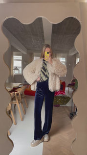 Camille velvet broek blauw