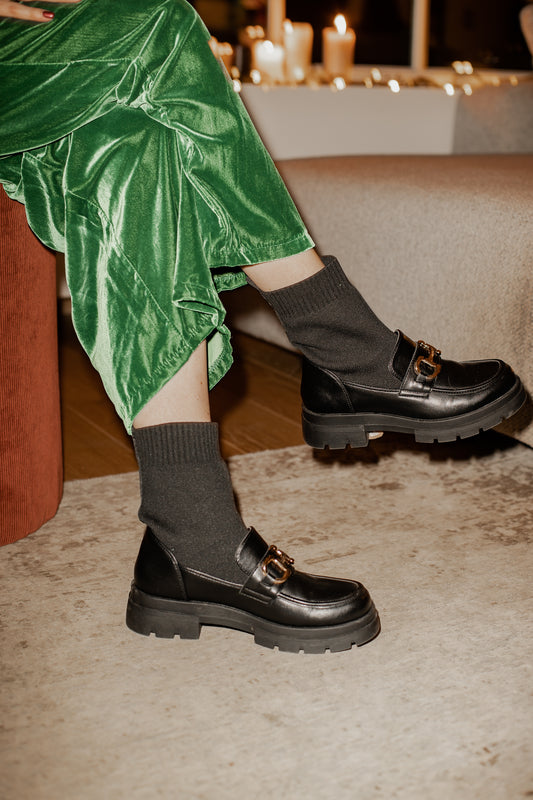 Zwarte moccasin botjes
